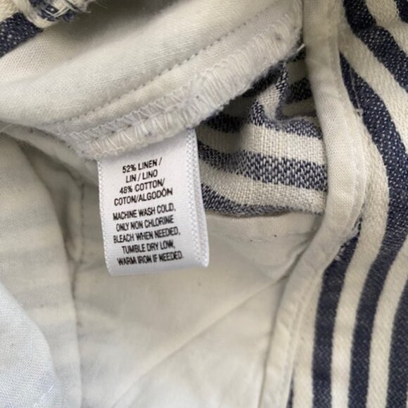 Ann Taylor Loft Wide Leg Gaucho Pants Linen Pin-Striped, size 4 - Picture 4 of 5